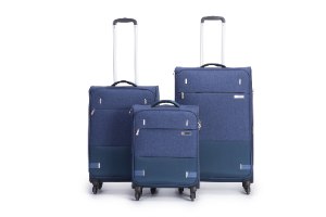 סט 3 מזוודות SWISS בד איכותיות קלות במיוחד עם מנעול TSA - כחול כהה