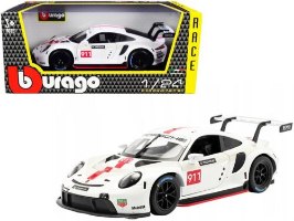 דגם מכונית בוראגו פורשה מירוצים לבנה Bburago Porsche 911 RSR GT 1/24