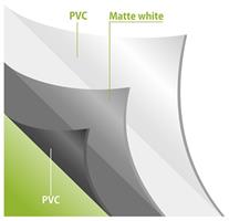 איור מבני של חומר רב־שכבתי למסכי הקרנה הכולל PVC ושכבת Fiber Glass