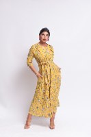 שמלת טימור הדפס צהוב