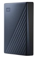 כונן קשיח חיצוני צבע כחול Western Digital WDBFTM0040BBL My Passport 4TB – פריט בודד כחול כהה מחולק בטקסטורה ופסים על רקע