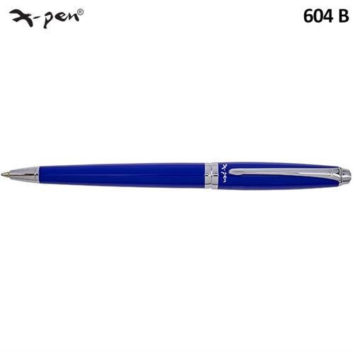 עט רגטה כדורי בגימור כחול מטאלי מבריק כסף  X-Pen Regatta דגם XP-604b