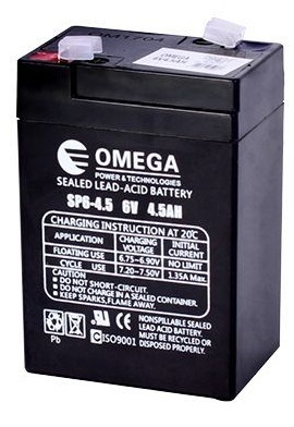 מצבר עופרת נטען Omega 6V-4.5A אומגה
