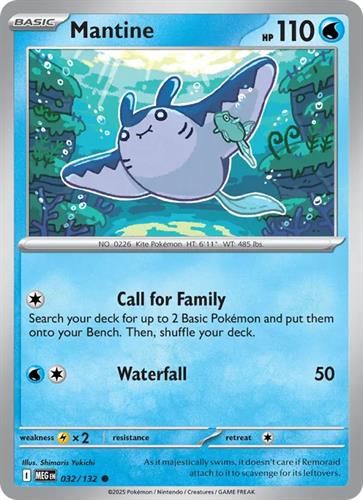 קלף בודד single פוקימון - mantine - Mega Evolution - 032/132