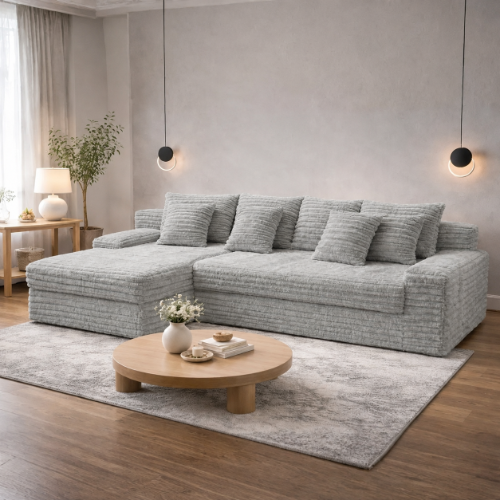 ספת שזלונג Cozy בצבע אפור בהיר 260x170
