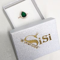 טבעת טיפה ירוקה כסף 925/רוס גולד