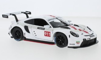 דגם מכונית בוראגו פורשה מירוצים לבנה Bburago Porsche 911 RSR GT 1/24