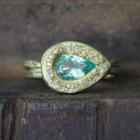 Mint Green Beryl and Diamonds Ring