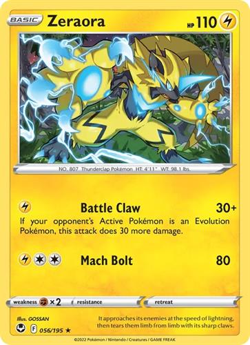 קלף בודד single פוקימון - zeraora - Silver Tempest - 056/195