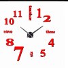 דגם 3 -אדום - שעון קיר ענק בהדבקה