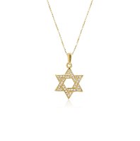 שרשרת ותליון מגן דוד משובץ יהלומים 0.18 קראט בזהב 14 קראט