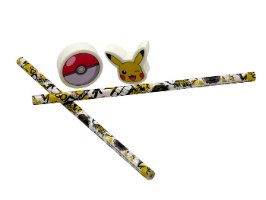 סט 2 עפרונות פוקימון עם מחקים Pikachu pokeball pokemon