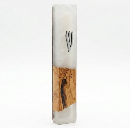 White Designer Mezuzah Case for a Gift – A Blend of Natural and Modern Materials