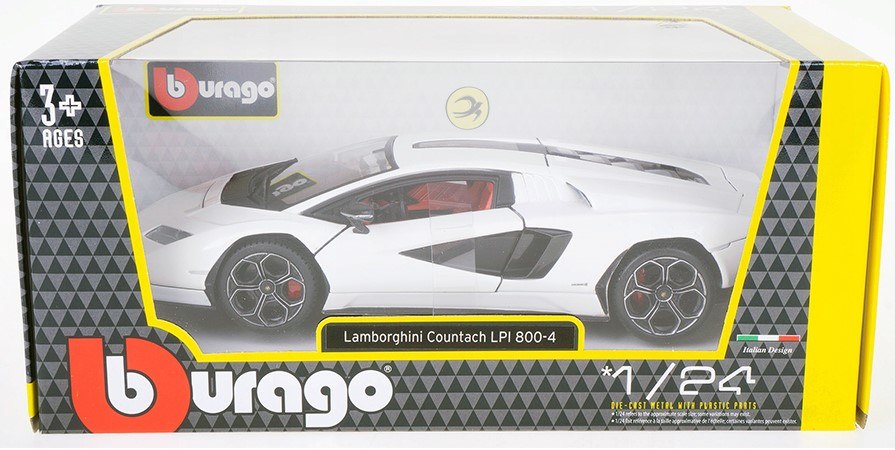 דגם מכונית בוראגו למבורגיני קונטאש לבנה Bburago Lamborghini Countach LPI 800-4 1/24