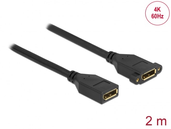 כבל מאריך לפאנל Delock DisplayPort 1.2 Extension cable Panel-mount  4K 60 Hz 2 m