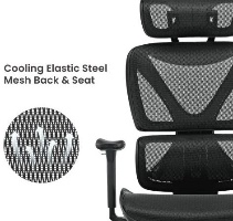 תקריב על בד נושם בכיסא מנהלים Lumi SpineX CH05-22 עם טכנולוגיית אוורור