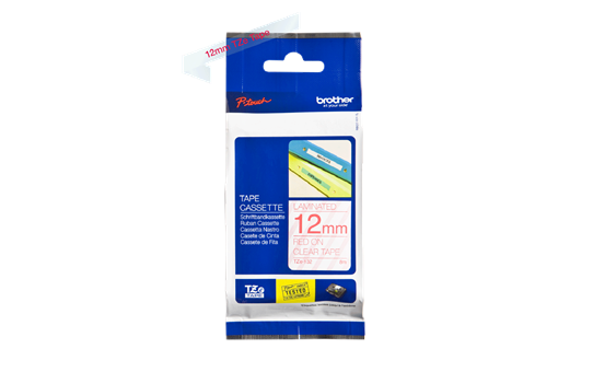 סרט סימון אדום על רקע שקוף Brother TZe132 Labelling Tape Cassette 12mmx8m