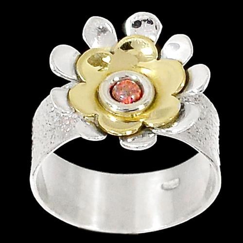 טבעת מכסף דגם "פרח" משובצת אבן אופאל כתומה  RG5672 | תכשיטי כסף 925 | טבעות כסף