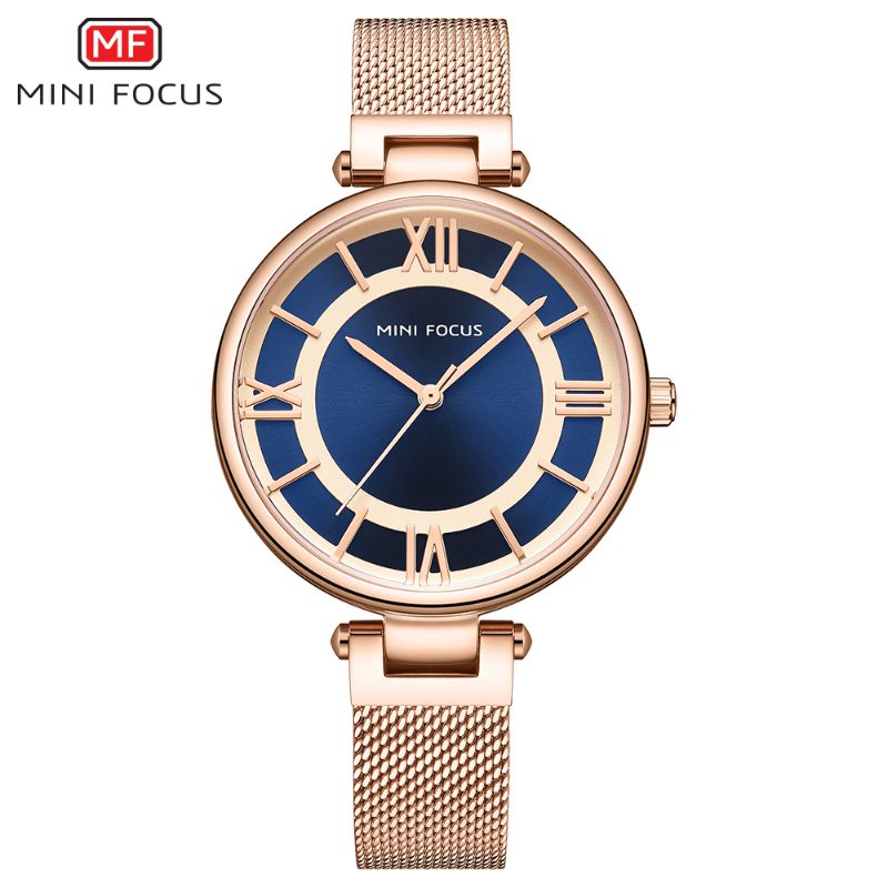 שעון עיצובי לנשים MINI FOCUS - צבע זהב כחול