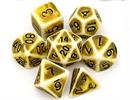 צהוב לבן - סט קוביות אקריליות DIY למשחקי תפקידים די אנד די Pathfinder בנרתיק דמוי עור