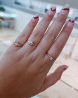 טבעת טריו זהב ויהלומים 0.15 קראט| טבעת זהב עדינה יהלומים