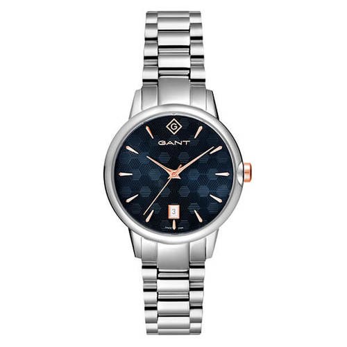 שעון גאנט נשי דגם רוטפורד רצועת מתכת ולוח כחול מעוצב