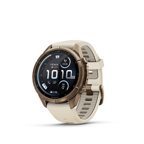 שעון חכם גרמין פניקס 9 Garmin Fenix 9 Pro inReach 43mm Autumn Gold Titanium – Cream/French Gray Sili