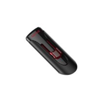זיכרון נייד SanDisk Cruzer Glide USB 3.0 256GB – פריט בודד שחור עם פרטים אדומים מונח באלכסון על רקע לבן
