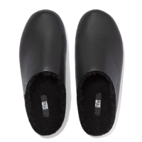 Fit Flop Chrissie Leather And Shearling Slippers All Black כפכפי פיט פלופ שחור