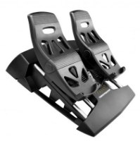 דוושות טיסה Thrustmaster T.Flight Rudder Pedals – פריט בודד שחור על רקע לבן עם לוגו Thrustmaster בבסיסו