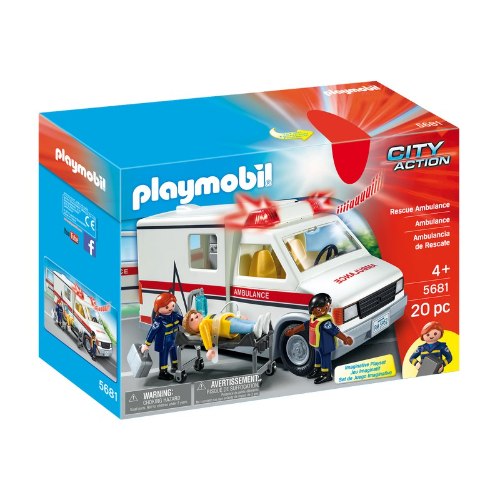 פליימוביל אמבולנס 5681 עם אורות וצליל סירנה - Playmobil Ambulance