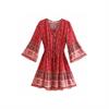 בוהו שיק אדומה - שמלה בוהו שיק - Boho chic - וינטג׳ פרחוני