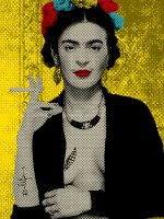 Yellow smoking Frida Kahlo CANVAS