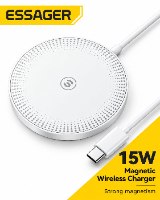 מטען אלחוטי מגנטי Essager Qi – טעינה מהירה ל‑iPhone וסמארטפונים תומכים