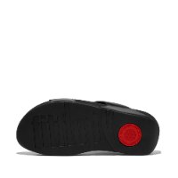 לולו סלייד עור שחור רצועות חלקות פיטפלופ FITFLOP