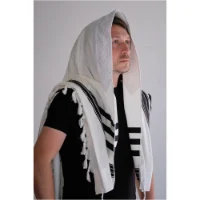 טלית 100% כותנה פסים שחור