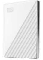 כונן קשיח חיצוני צבע לבן Western Digital My Passport 5TB – כונן קשיח לבן יחיד עם לוגו WD וטקסטורת פסים אלכסוניים