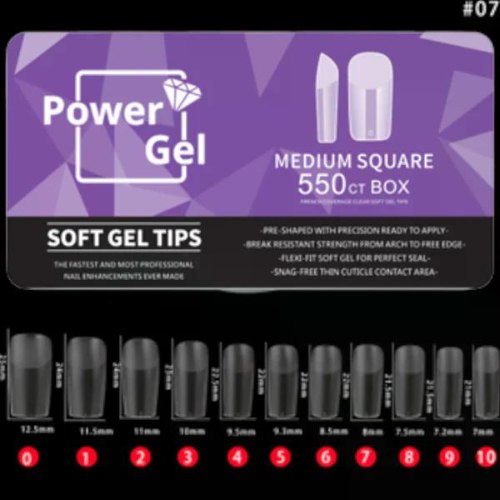 מארז ג'לי טיפס מרובע בינוני POWER GEL SOFT GEL TIPS