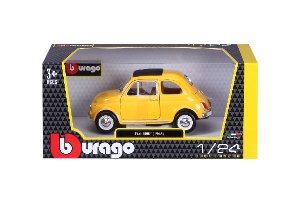 דגם מכונית בוראגו פיאט 500F צהוב 1/24 Bburago Fiat 500F 1965