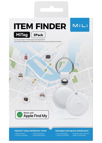 תגית איתור לאפל עם כיסוי עור ומחזיק מפתחות MiTag (3 Pack) חברת MiLi