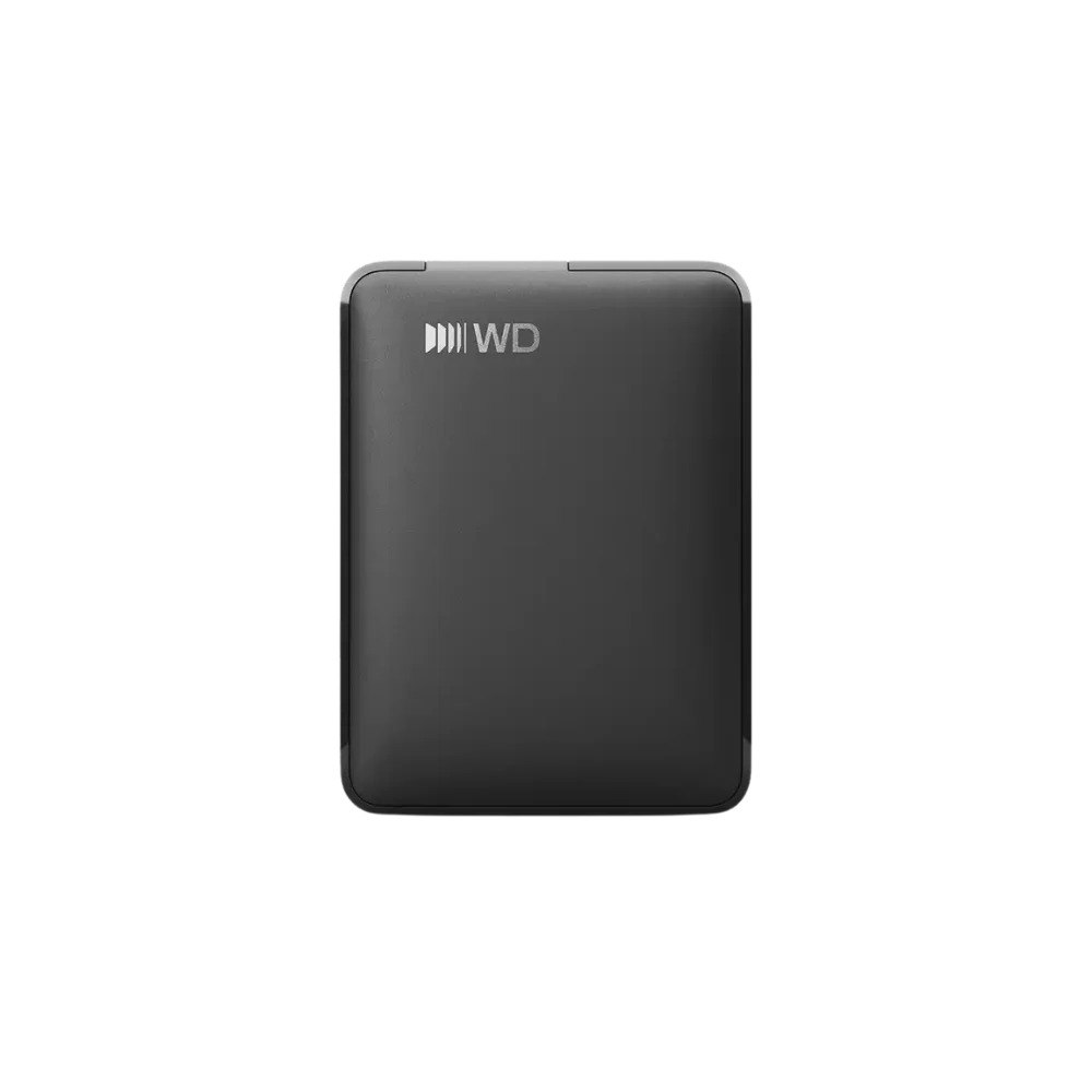 כונן קשיח חיצוני Western Digital Elements Portable 5TB USB-C – פריט בודד בצבע אפור כהה עם לוגו WD על רקע לבן