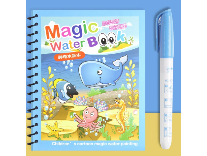 ילדים מוקדם חינוך צעצועי קסום ספר עם עט מים ציור מונטסורי צעצועי מתנה לשימוש חוזר צביעת ספר קסם ציור