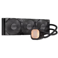 קירור נוזלי למעבד צבע שחור Corsair Nautilus 360 RS – פריט בודד הכולל רדיאטור שחור עם שלושה מאווררים ובלוק מים מנחושת