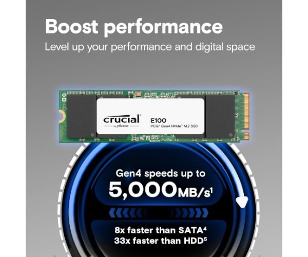 דיסק פנימי Crucial SSD E100 1TB PCIe Gen4 2280 NVMe M.2