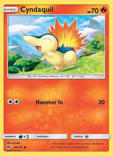 קלף בודד single פוקימון - cyndaquil - Lost Thunder - 40/214