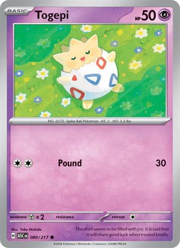 קלף בודד single פוקימון - togepi - Ascended Heroes - 080/217