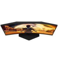 מסך גיימינג קעור Aoc C27G42E 180Hz – מסך שחור קעור מציג תמונה של משחק עם דמות