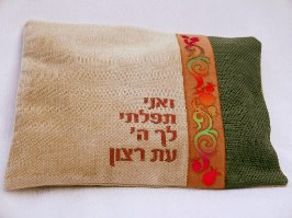 סט שקיות לטלית ותפילין בעיצוב מהודר בשילוב בדים ועיטורים - דגם איילת