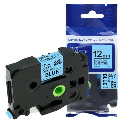 סרט סימון תואם שחור על רקע כחול Brother Compatible TZe-531 12mmx8m