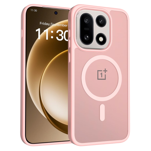 כיסוי מט איכותי ונוח לאחיזה עבור 15 OnePlus עם טבעת מגנטית מובנית בצבע ורוד